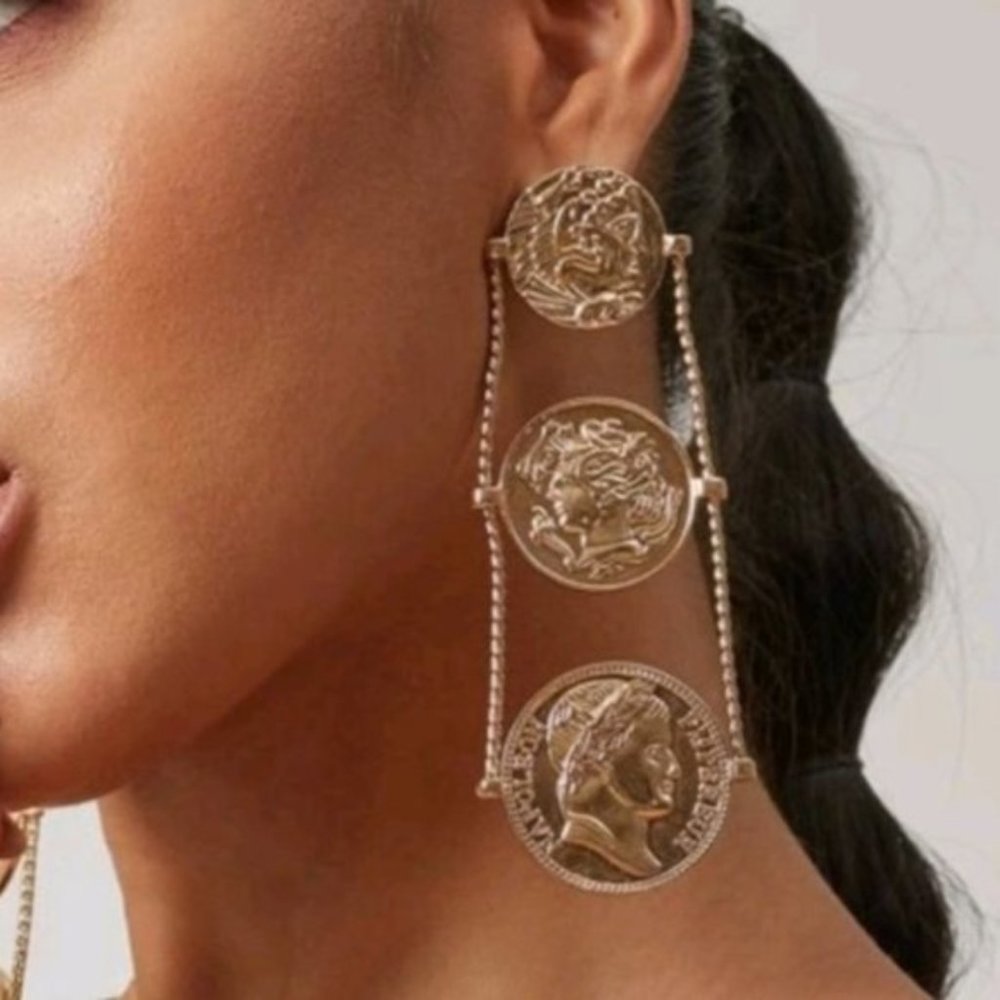 Zara's Night Out Medallion Coin Earrings - Picture 4 of 6